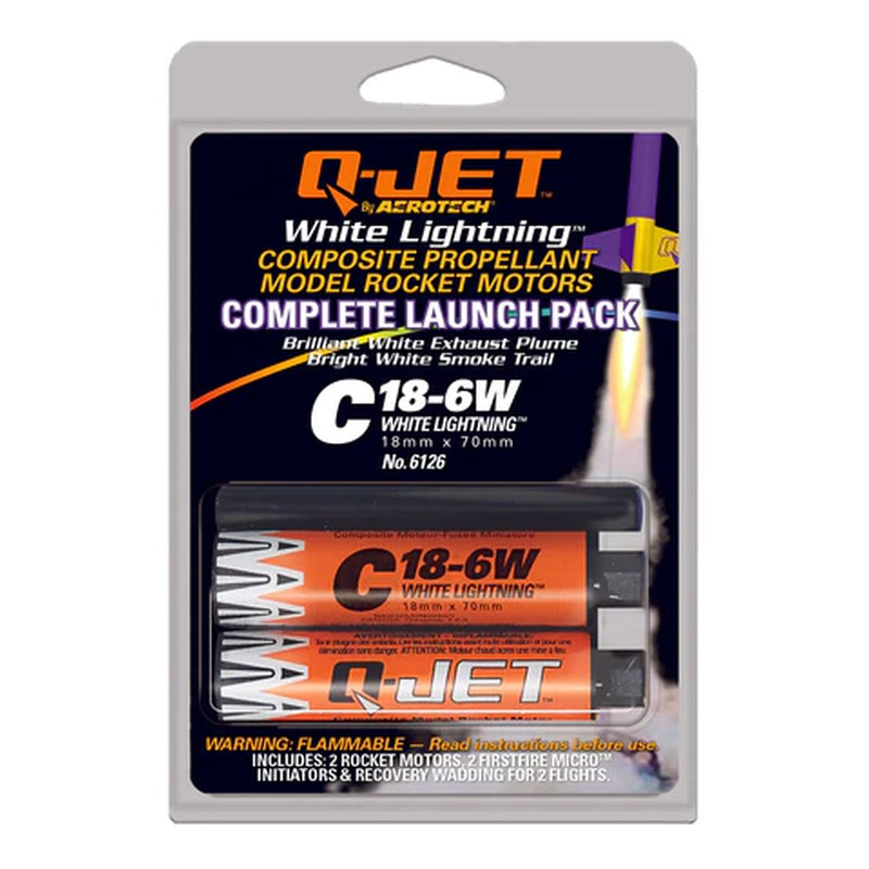 Quest 6126 C18-6W Q-Jet Model Rocket Motor Launch Pack (2-Pack)