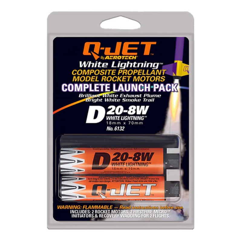 Quest 6132 D20-8W Q-Jet Model Rocket Motor Launch Pack (2-Pack)