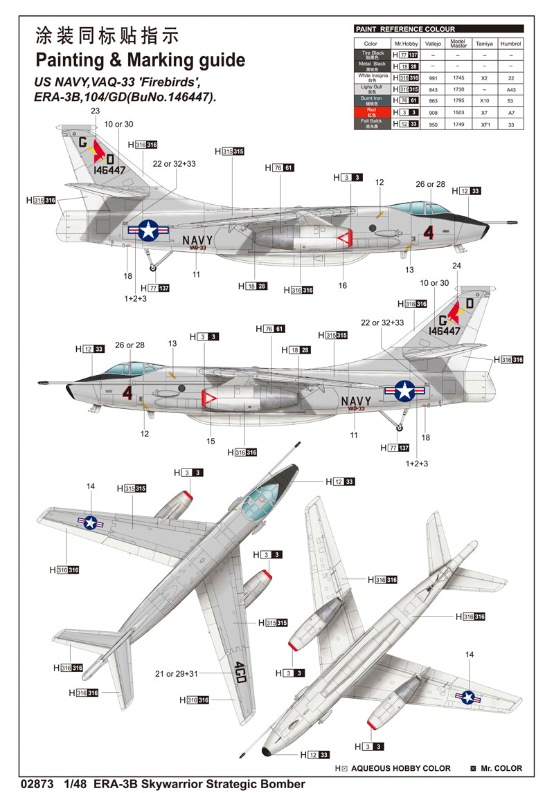 Trumpeter ERA-3B Skywarrior Strategic Bomber 02873 1:48