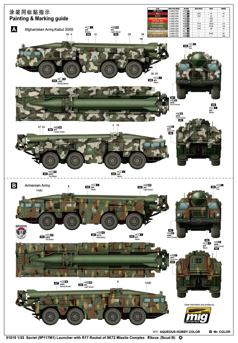 Trumpeter Soviet union "scud" - B ballistic missiles 01019 1:35