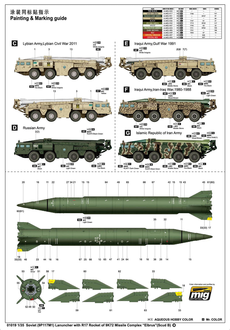 Trumpeter Soviet union "scud" - B ballistic missiles 01019 1:35