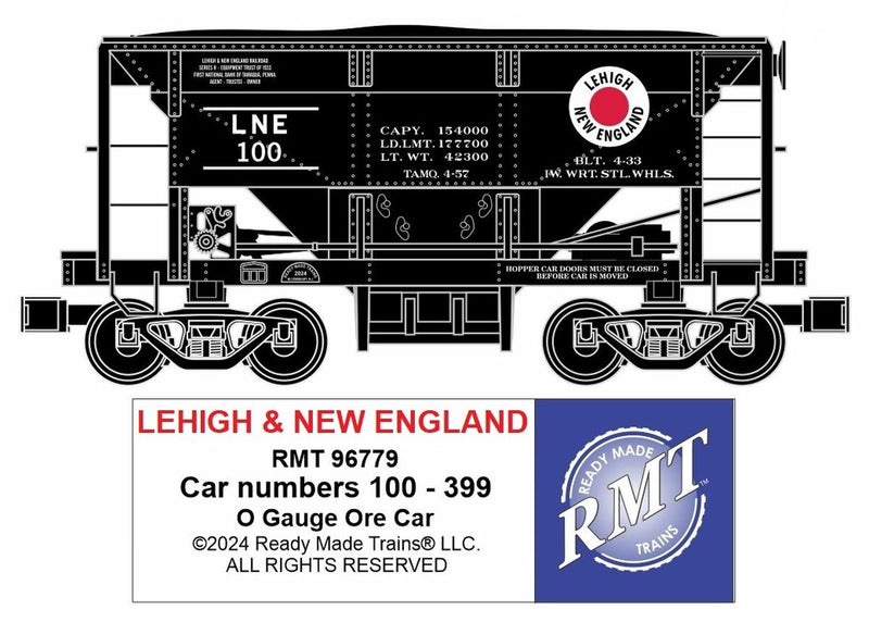 Ready Made Trains O 96779 Ore Car, Lehigh & New England