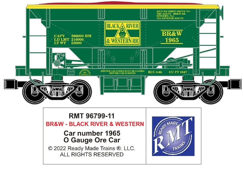 Ready Made Trains O 9679911 Ore Car, Black River & Western