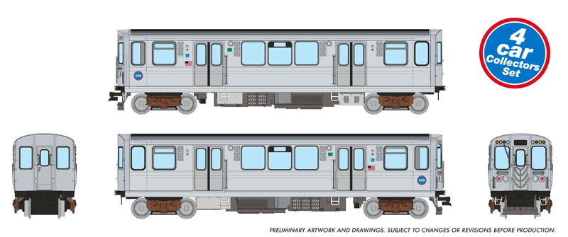 PREORDER Rapido N 588504 CTA 2600 Budd Series L Car Set, Chicago Transit Authority Circle Logo (4-Pack) (DCC & Sound Equipped)