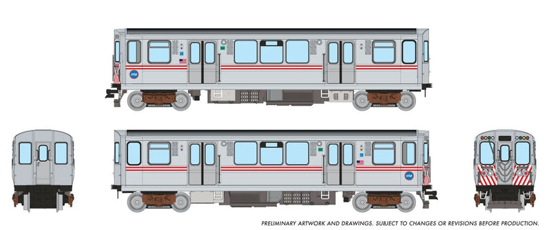 PREORDER Rapido N 588006 CTA 2600 Budd Series L Car Set, Chicago Transit Authority Work Motor (2-Pack)