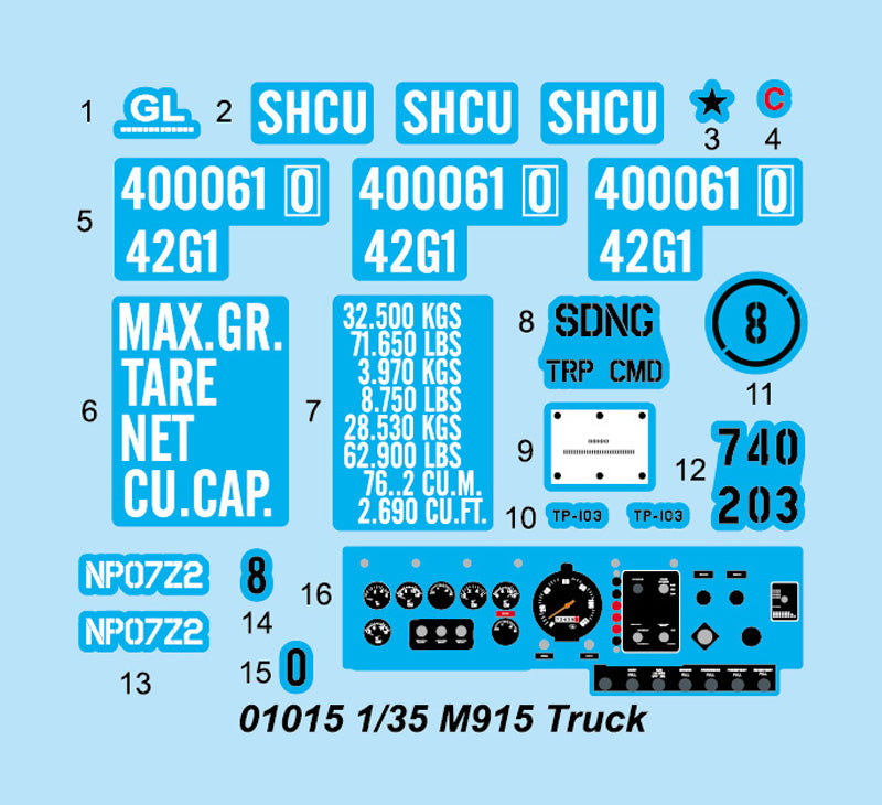 Trumpeter 01015 M915 Tractor with M872 Flatbed trailer & 40FT Container 1:35