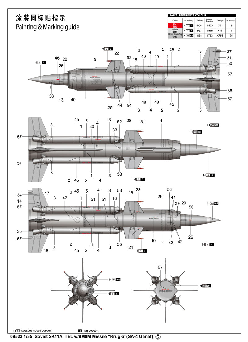 Trumpeter Soviet 2K11A TEL w/9M8M Missile "Krug-a"(SA-4 Ganef) 09523 1:35