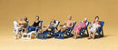 Preiser HO 10437 Sport & Recreation, Seated People on Folding Deck Chairs