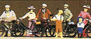 Preiser HO 129 1900s Figures, Standing Cyclists (7)