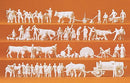 Preiser HO 16354 Working People, Unpainted Country Figures (52 People & 50 Animals)