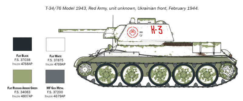 Italeri 7078 - SCALE 1 : 72 T-34/76 Model 1943