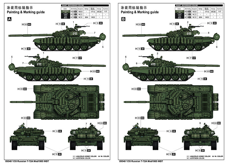 Trumpeter Russian T-72A Mod1985 MBT 09548 1:35