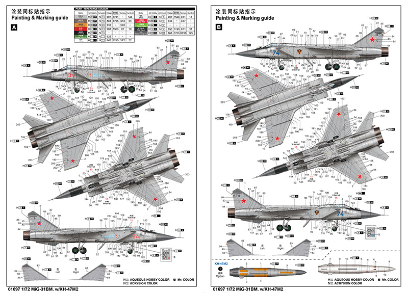 Trumpeter MiG-31BM. w/KH-47M2 01697 1:72