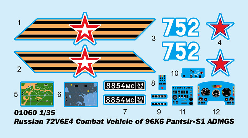 Trumpeter 01060 Russian 72V6E4 Combat Vehicle of 96K6 Pantsir -S1 ADMGS 1:35