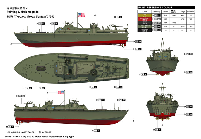 I Love Kit 64802 1:48 U.S. Navy Elco 80 Motor Patrol Torpedo Boat, Early Type