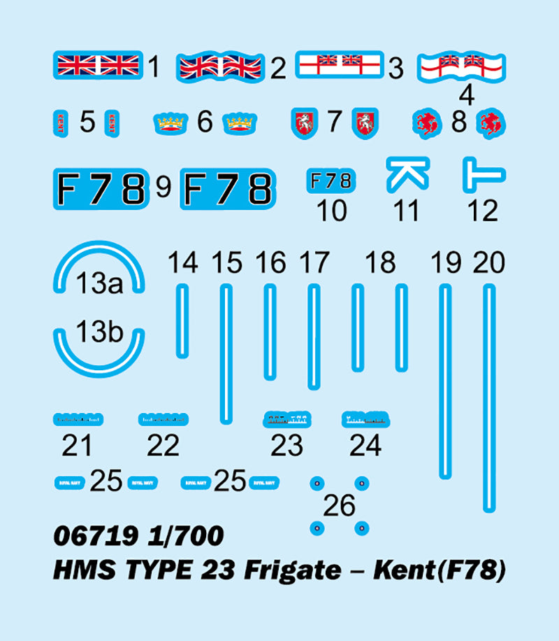 Trumpeter HMS TYPE 23 Frigate - Kent(F78) 06719 1:700