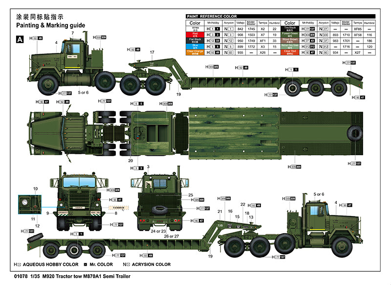 Trumpeter M920 Tractor tow M870A1 Semi Trailer 01078 1:35