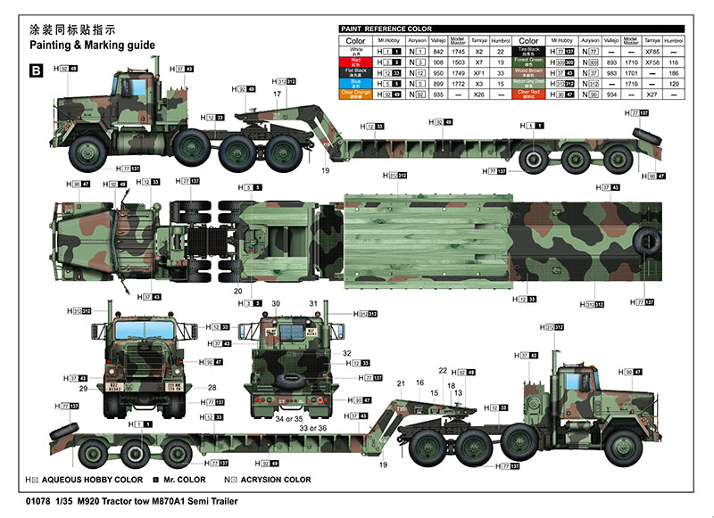 Trumpeter M920 Tractor tow M870A1 Semi Trailer 01078 1:35