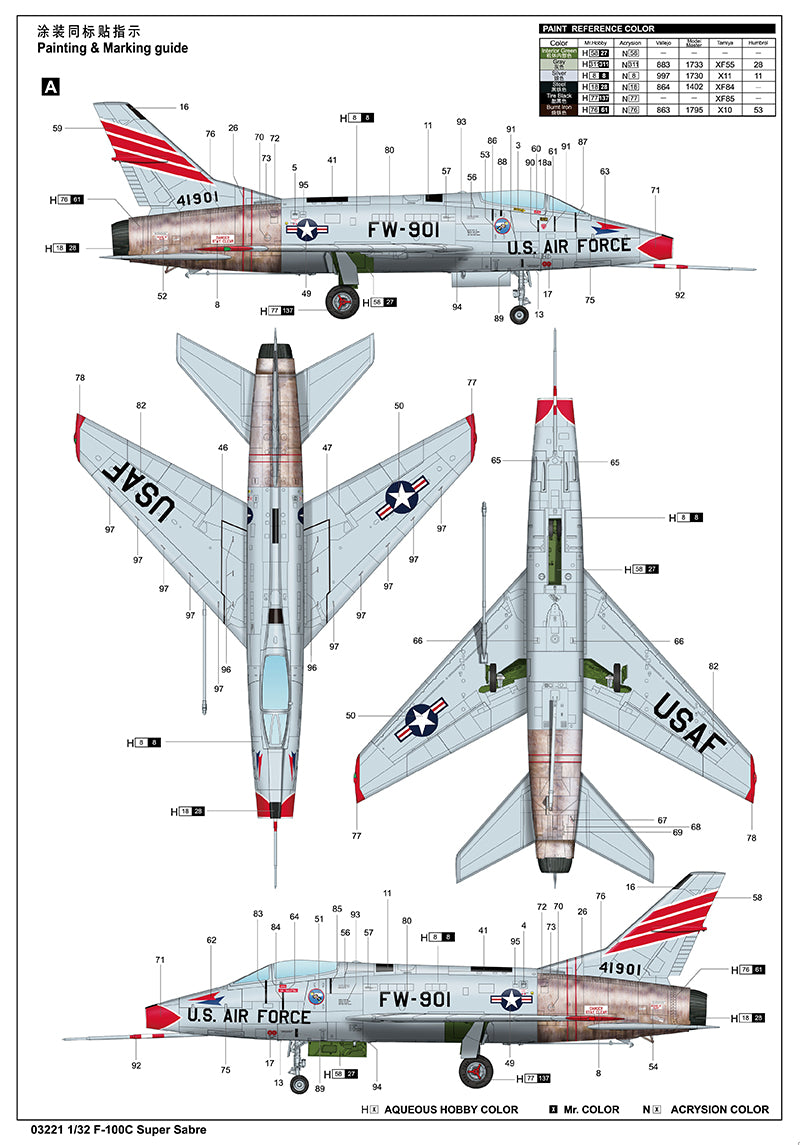 Trumpeter F-100C Super Sabre 03221 1:32