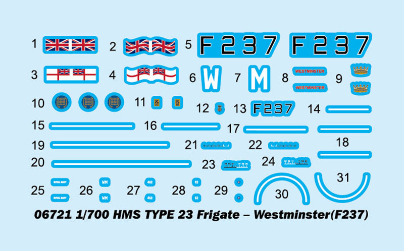 Trumpeter HMS TYPE 23 Frigate - Westminster(F237) 06721 1:700