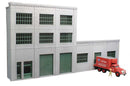 Lunde Studios HO QBHODH-4 3-Story Building with 2 Overhead Doors, Loading Dock & Office Entry, Keyrail, Background Building Kit Includes 8 Double-Hung Windows
