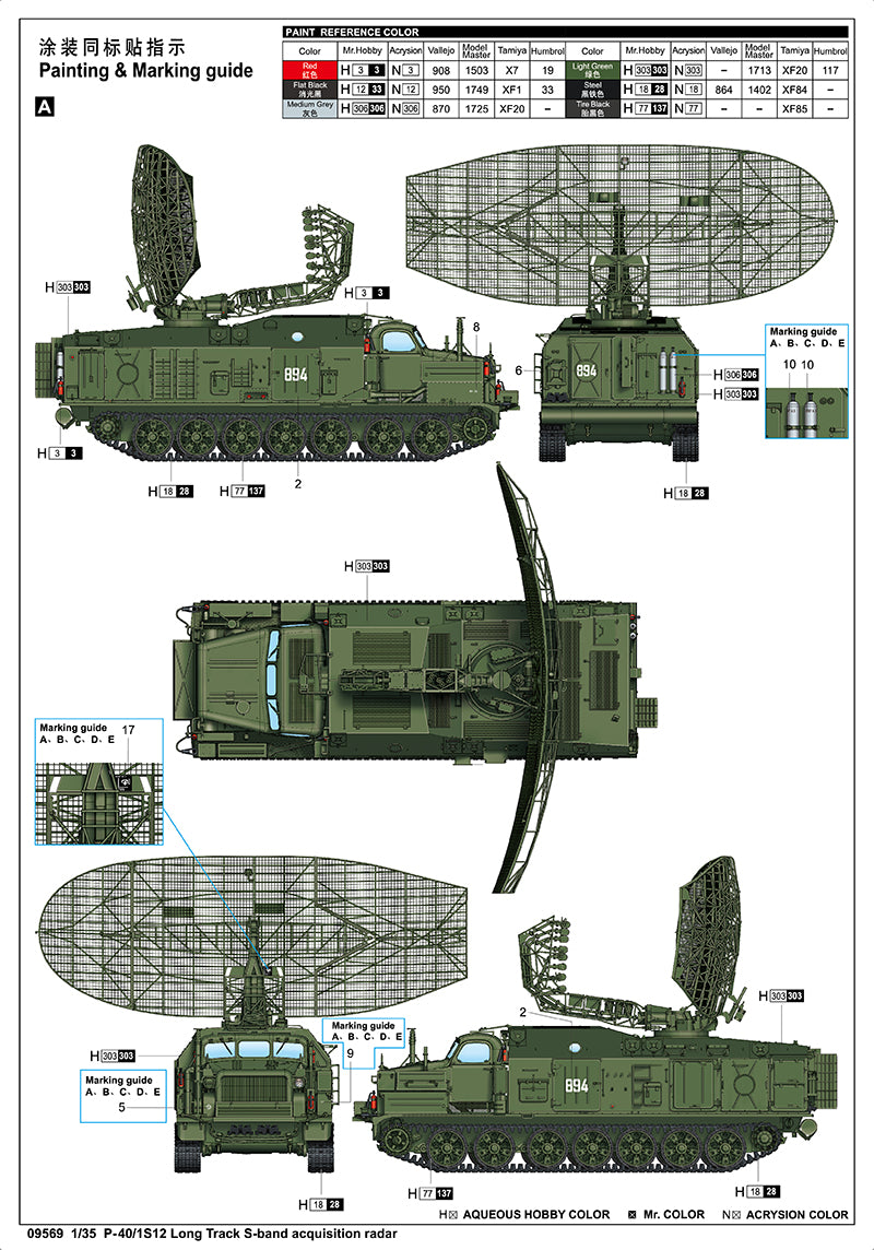 Trumpeter P-40/1S12 Long Track S-band acquisition radar 09569 1:35