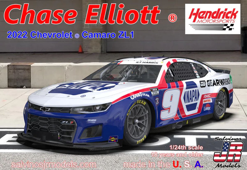 Salvinos JR Models 34089 Hendrick Motorsports Chase Elliott 2022 Camaro- Patriotic