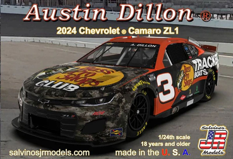 Salvino JR Models 43842 Richard Childress Racing 2024 Austin Dillon Camaro Bass Pro