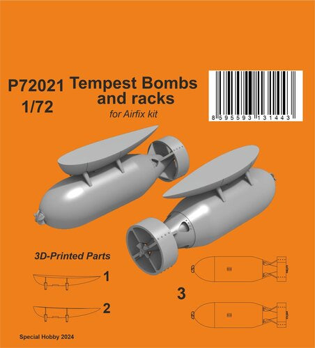 CMK 1/72 3D Printed Tempest 500 lb Bombs and racks for Airfix kit