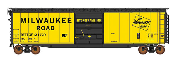 Intermountain Railway Company 45955 50' PS-1 Single Door Boxcar w/Cushion Underframe - Ready to Run -- Milwaukee Road (yellow, black, Hydroframe 60 Markings), HO