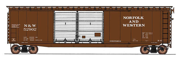 Intermountain Railway Company 45630 PS-1 50' Double-Door Boxcar w/Cushion Underframe - Ready to Run -- Norfolk & Western (Class B-15, Boxcar Red, white), HO