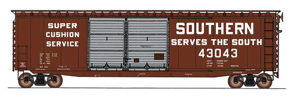 Intermountain Railway Company 45631 PS-1 50' Double-Door Boxcar w/Cushion Underframe - Ready to Run -- Southern Railway (Boxcar Red, white, Billboard Lettering & Slogan), HO