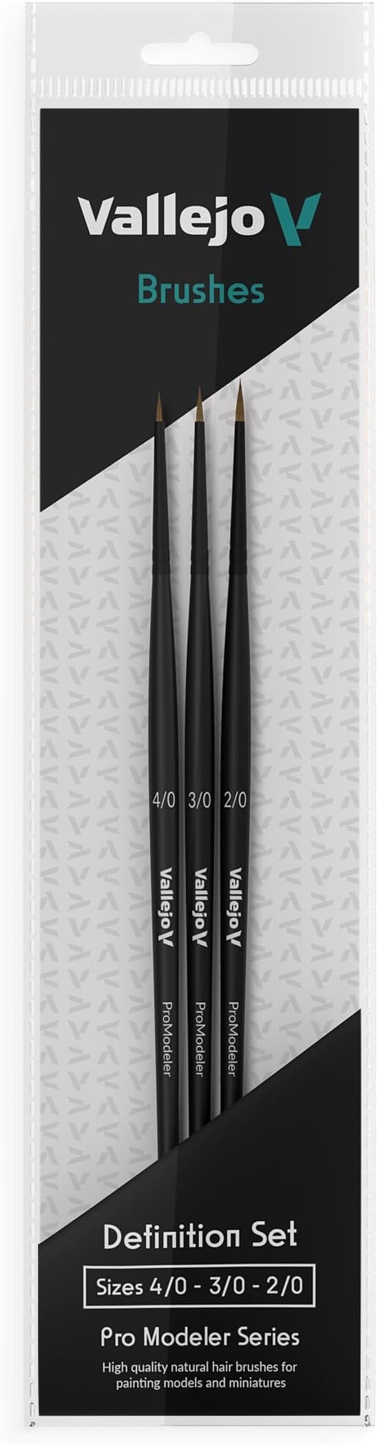 Vallejo Pro Modeler. Definition Set - Natural Hair (Sizes 4/0, 3/0 & 2/0)