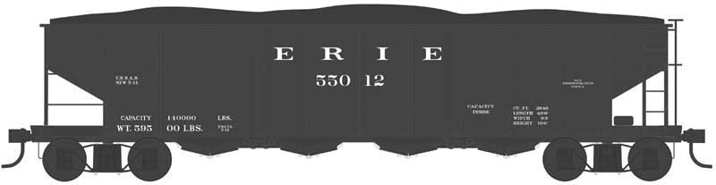 Bowser 43006 Class H21a 4-Bay Hopper with Clamshell Doors - Ready to Run -- Erie 55039 (Blt. 5-14, black), HO