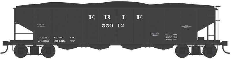 Bowser 43005 Class H21a 4-Bay Hopper with Clamshell Doors - Ready to Run -- Erie 55030 (Blt. 5-14, black), HO