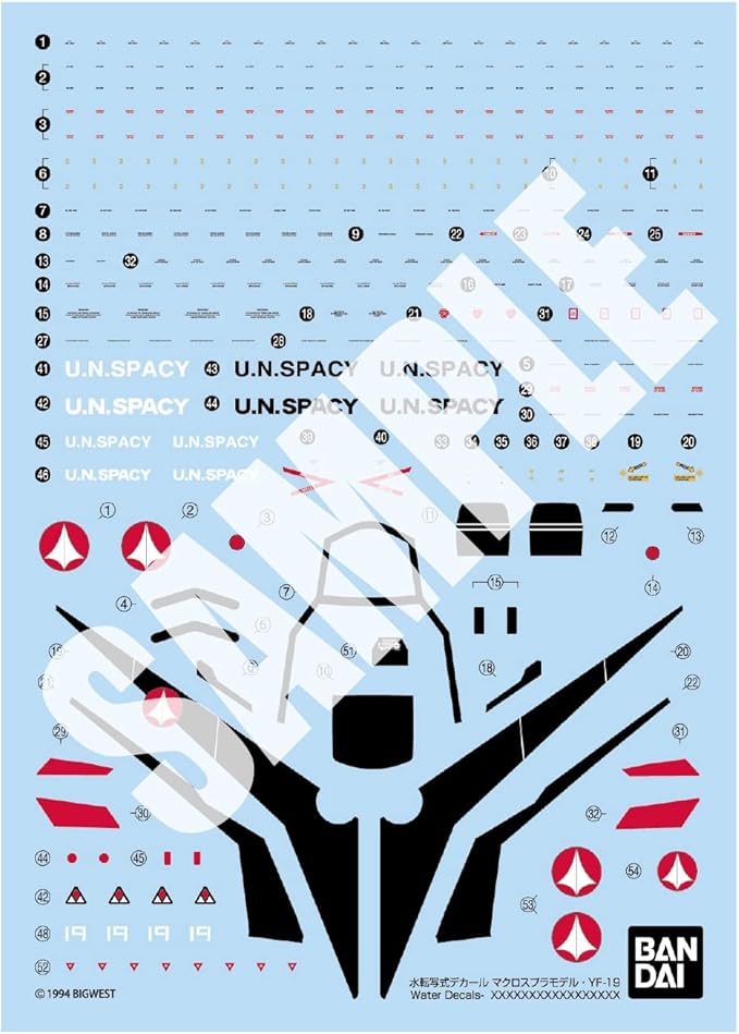 Bandai HG 1/100 Water Decals for YF-19 'Macross'