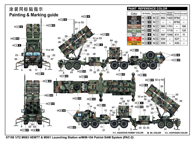 Trumpeter 07158 M983 HEMTT & M901 Launching Station w/MIM-104 Patriot SAM System (PAC-2) 1:72
