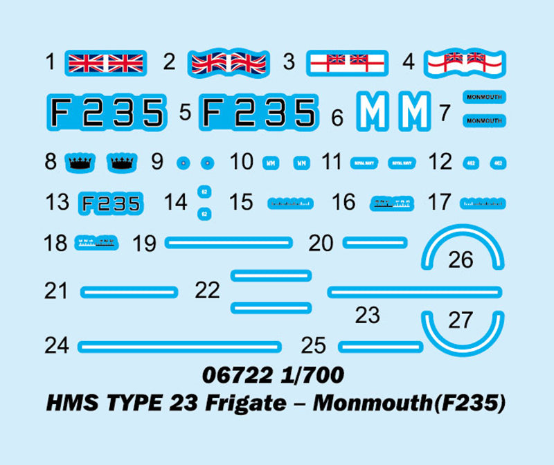 Trumpeter 06722 HMS TYPE 23 Frigate - Monmouth(F235) 1:700