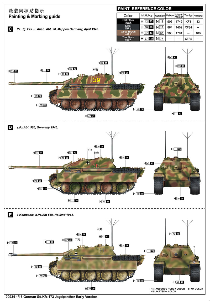Trumpeter 00934 German Sd.Kfz 173 Jagdpanther Early Version 1:16