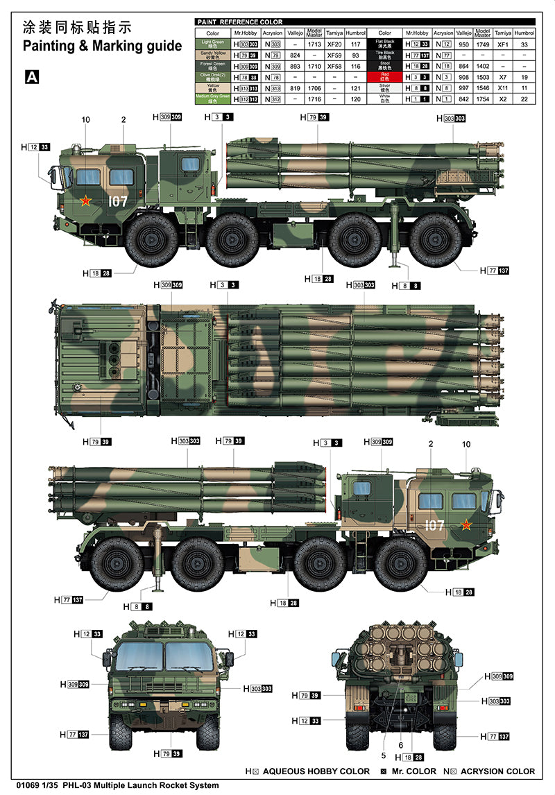 Trumpeter 01069 PHL-03 Multiple Launch Rocket System 1:35