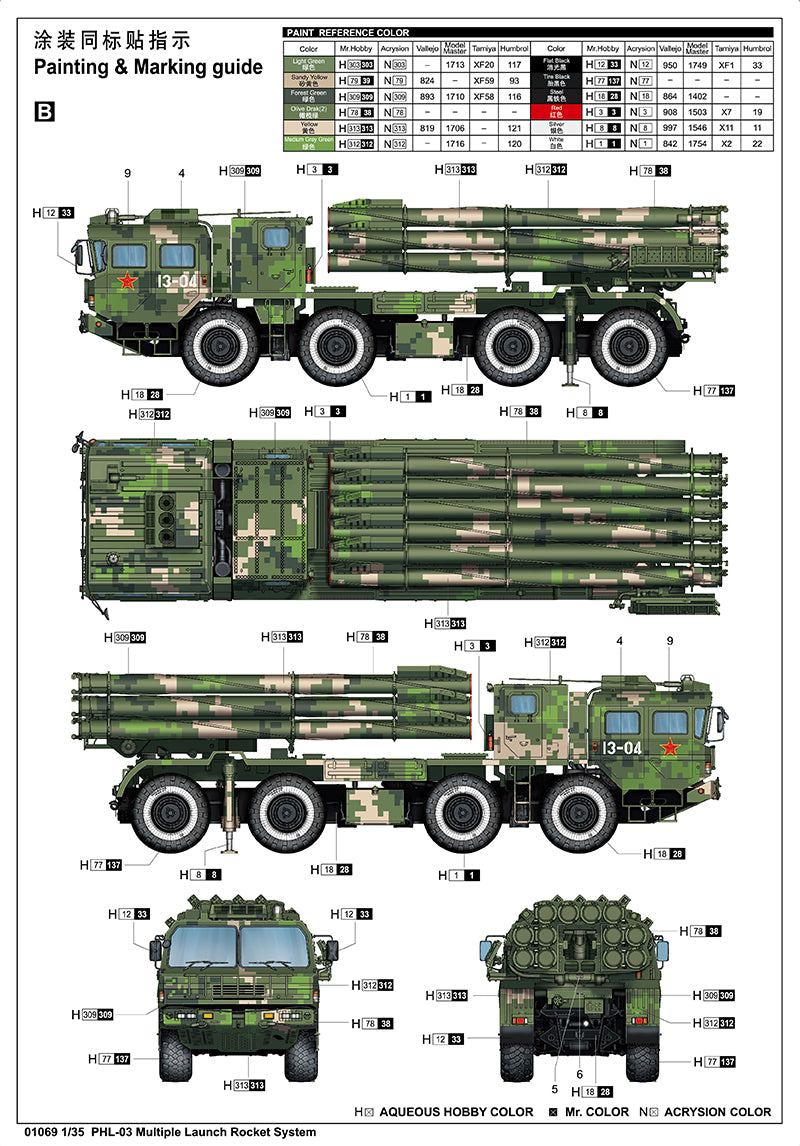 Trumpeter 01069 PHL-03 Multiple Launch Rocket System 1:35
