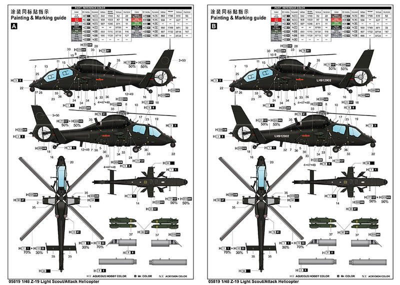 Trumpeter 05819 Z-19 Light Scout/Attack Helicopter 1:48