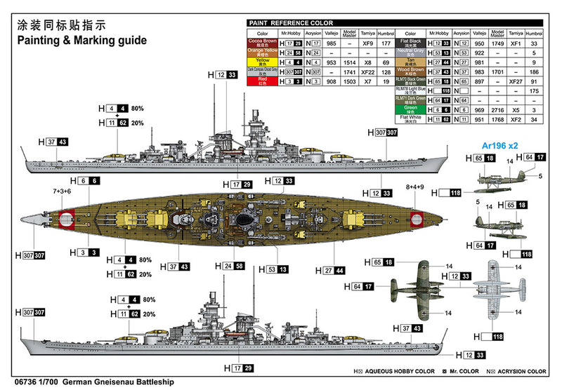 Trumpeter 06736 German Gneisenau Battleship 1:700