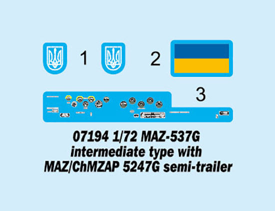 Trumpeter 07194 MAZ-537G intermediate type with MAZ/ChMZAP 5247G semi-trailer 1:72