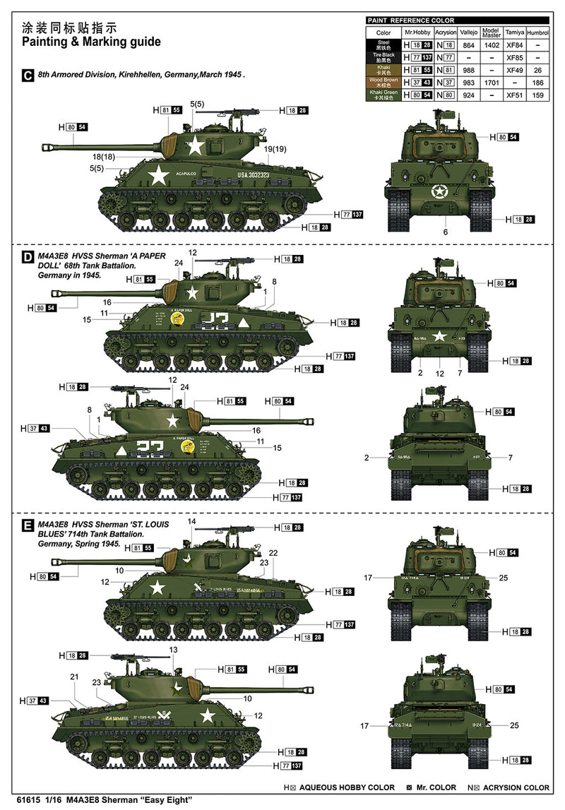 I Love Kit 61615 1:16 M4A3E8 Sherman "Easy Eight"