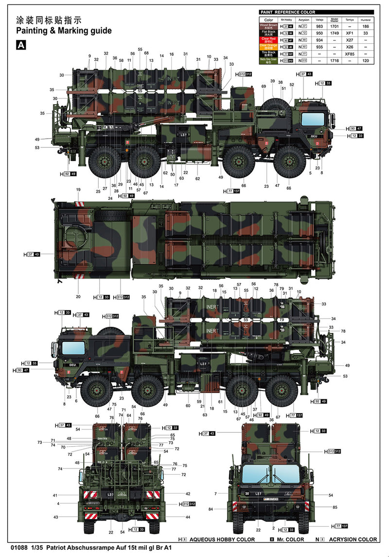 Trumpeter 01088 Patriot Abschussrampe Auf 15t mil gl Br A1 1:35