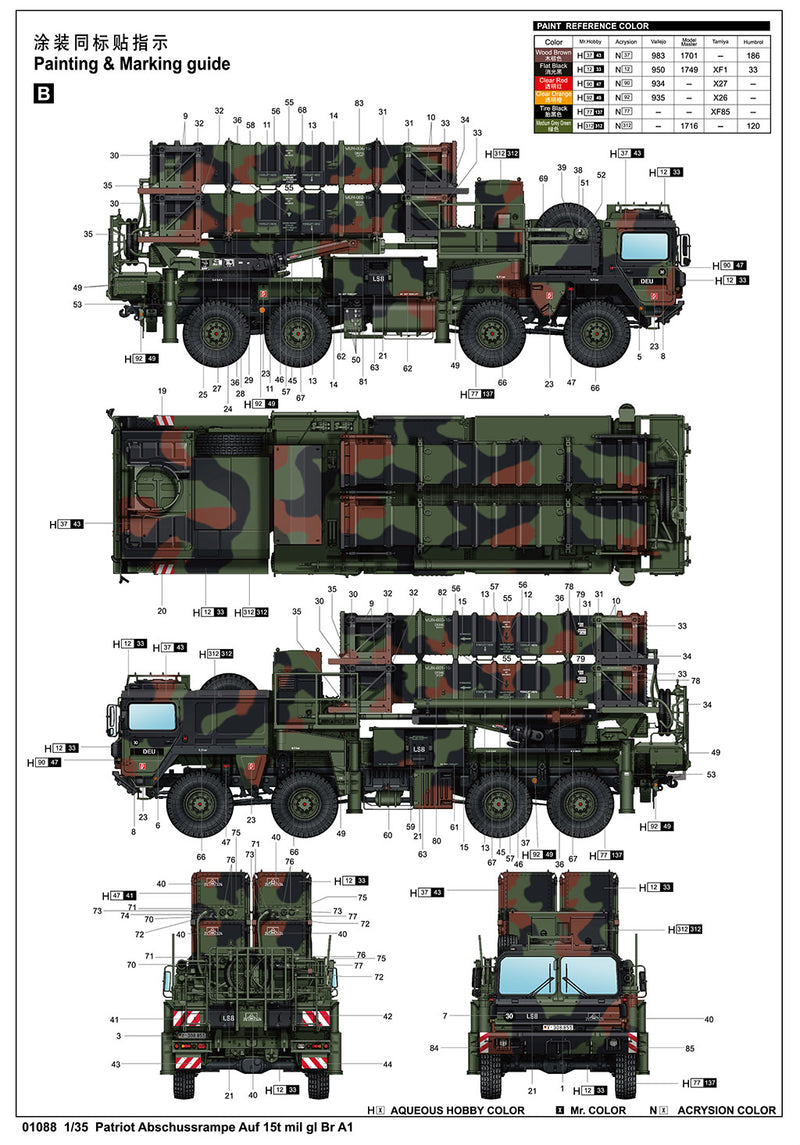 Trumpeter 01088 Patriot Abschussrampe Auf 15t mil gl Br A1 1:35