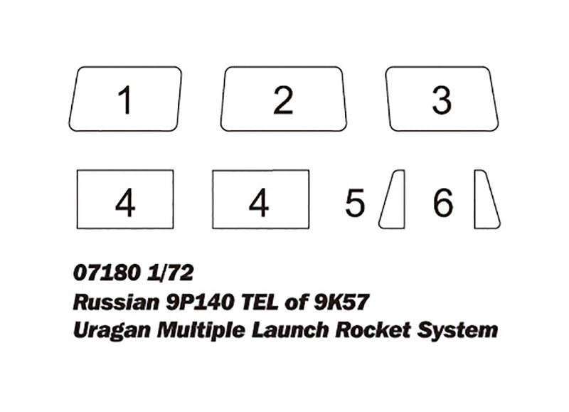 Trumpeter Russian 9P140 TEL of 9K57 Uragan Multiple Launch Rocket System 07180 1:72