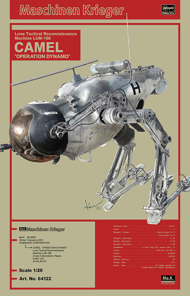 Hasegawa Models 64122  Lunar tactical reconnaissance aircraft LUM-168 Camel “Operation Dynamo” 1:20 SCALE MODEL KIT