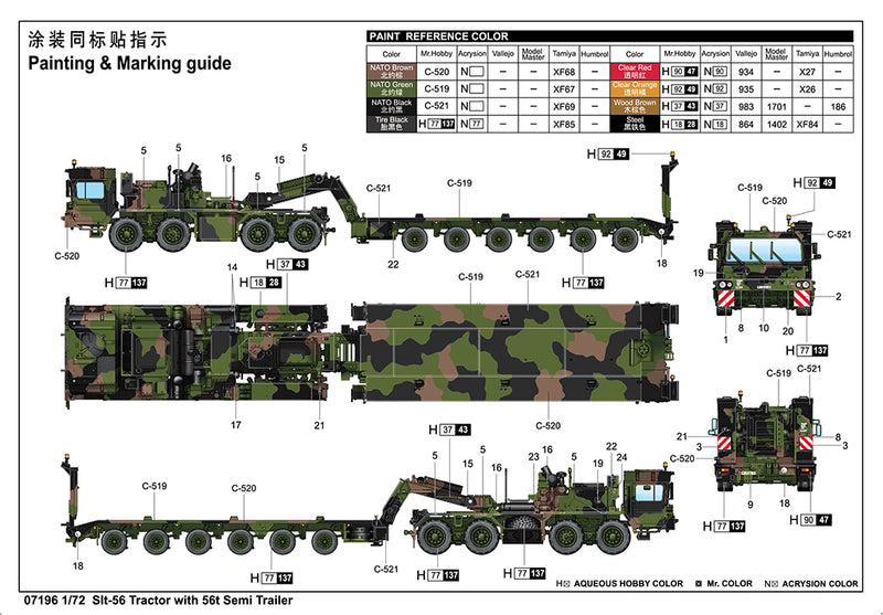 Trumpeter Slt-56 Tractor with 56t Semi Trailer 07196 1:72